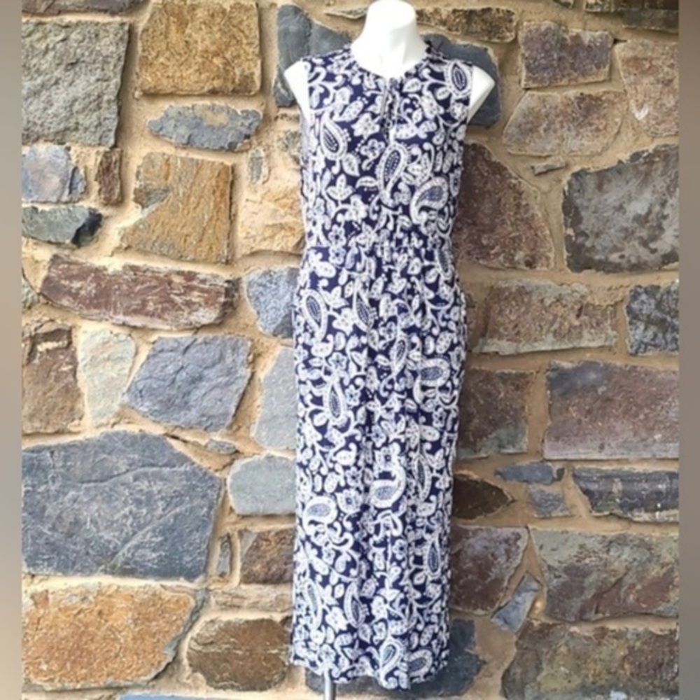 NWOT Boden Women’s Navy White Sleeveless Viscose Dress Size 10